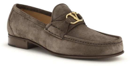 Valentino Garavani Brown Calf Leather Bos Taurus Slip-On Loafers