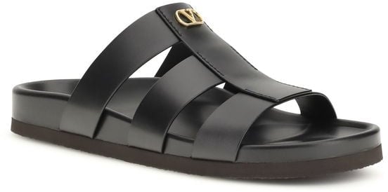 Valentino Garavani Black Calf Leather Bos Taurus Sandals