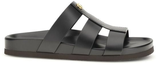 Valentino Garavani Black Calf Leather Bos Taurus Sandals