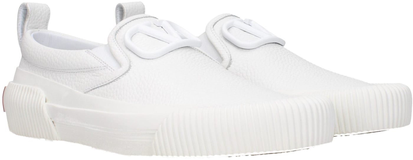Valentino Garavani White Leather Slip-On Loafers