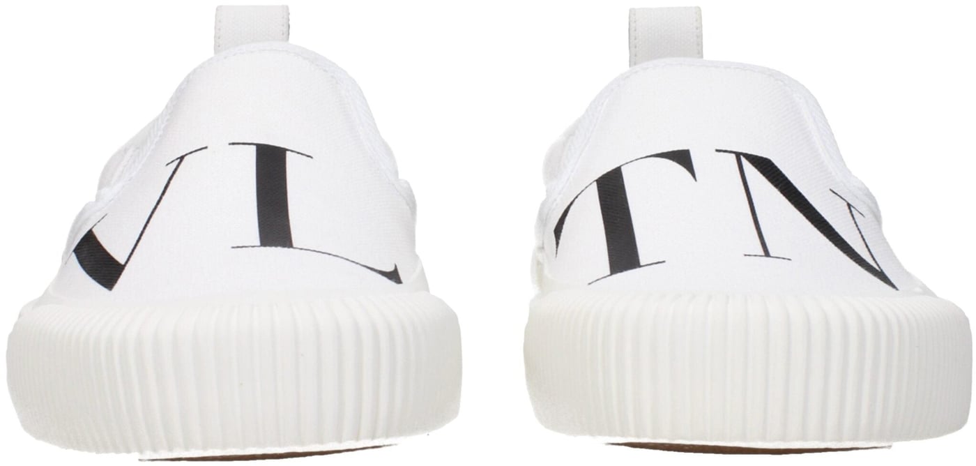 Valentino Garavani White Fabric Slip-On Loafers