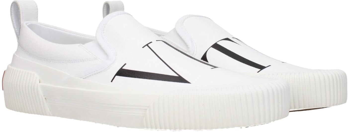 Valentino Garavani White Fabric Slip-On Loafers