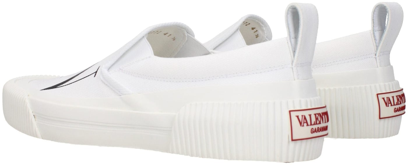Valentino Garavani White Fabric Slip-On Loafers
