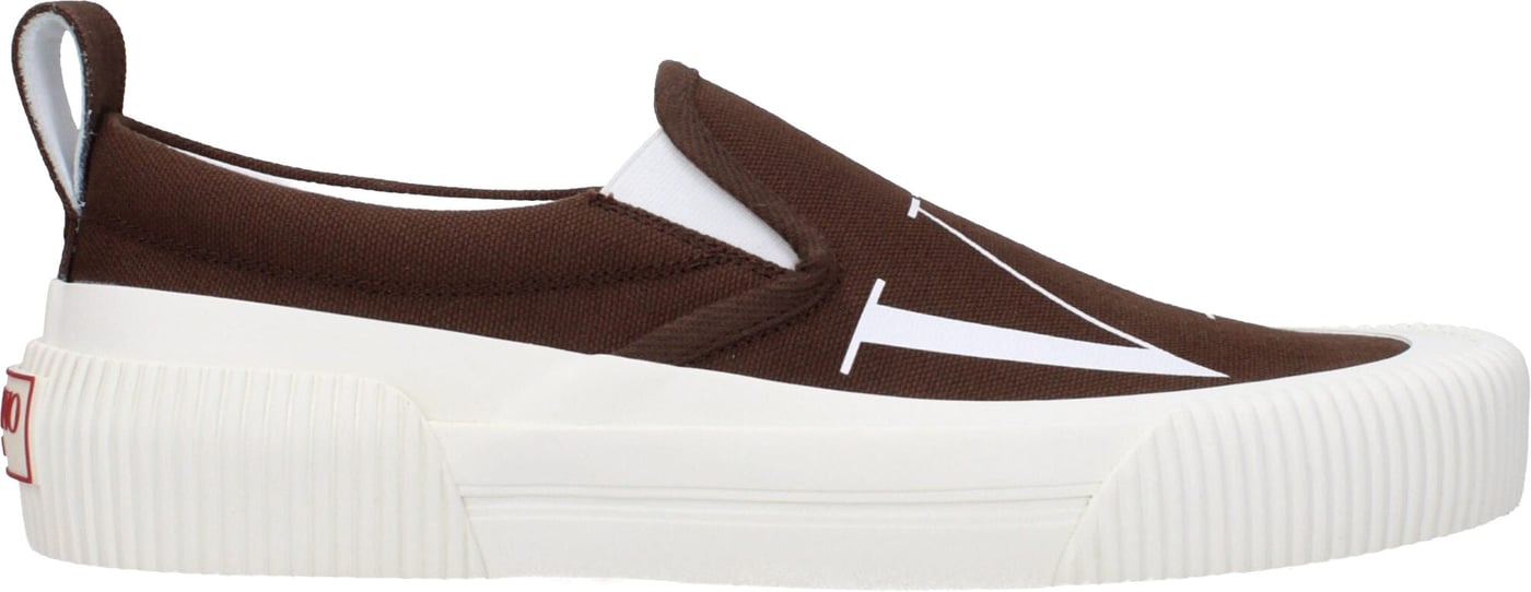 Valentino Garavani Brown Fabric Slip-On Loafers