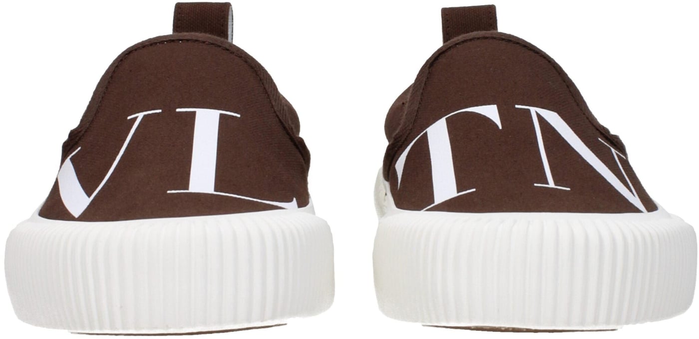 Valentino Garavani Brown Fabric Slip-On Loafers