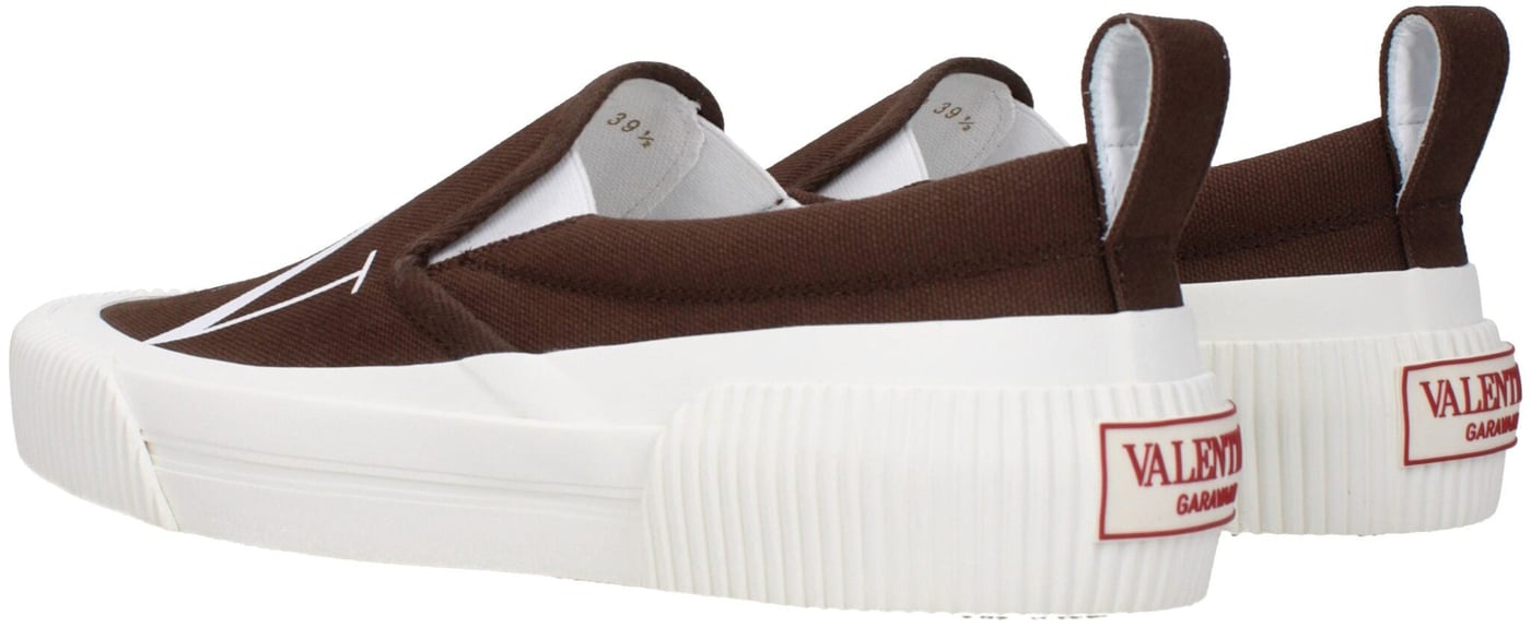 Valentino Garavani Brown Fabric Slip-On Loafers