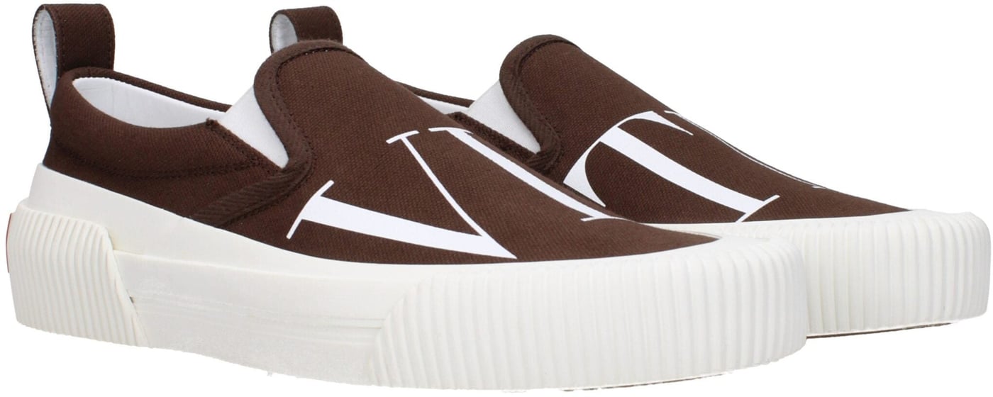 Valentino Garavani Brown Fabric Slip-On Loafers
