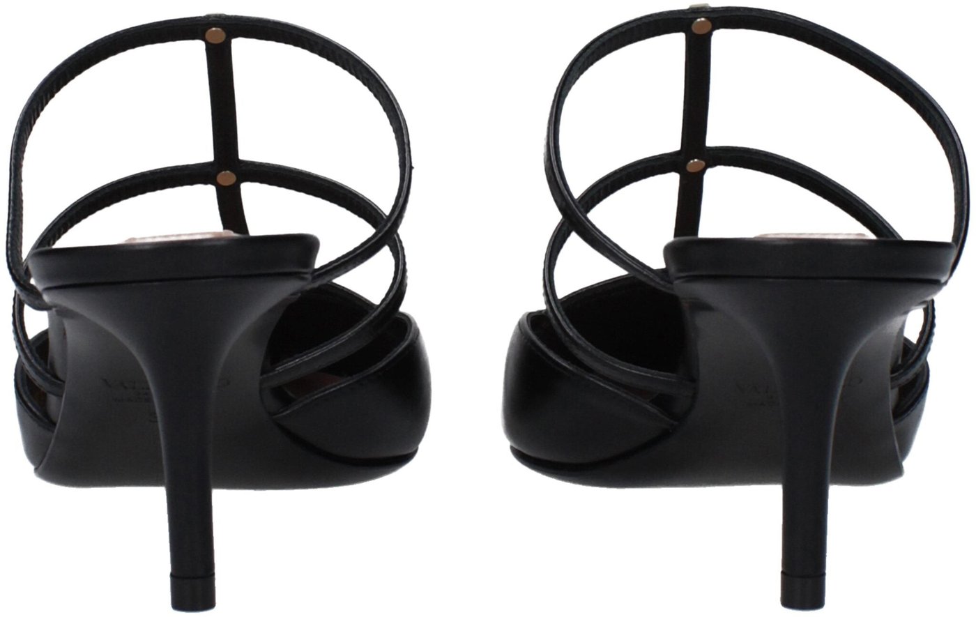 Valentino Garavani Black Leather Flat Sandals
