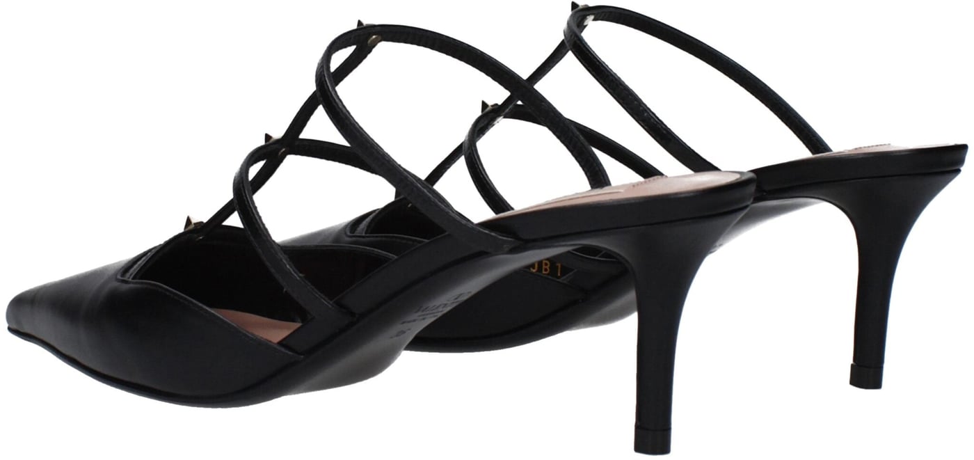 Valentino Garavani Black Leather Flat Sandals