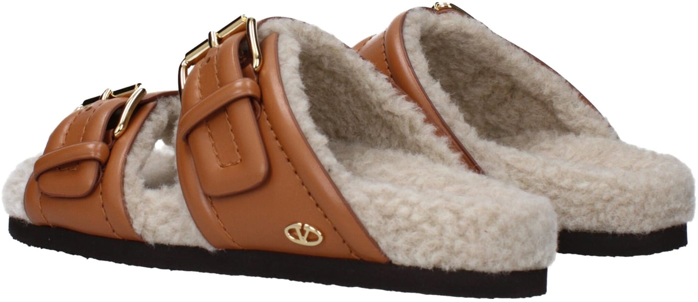 Valentino Garavani Brown Leather Slippers