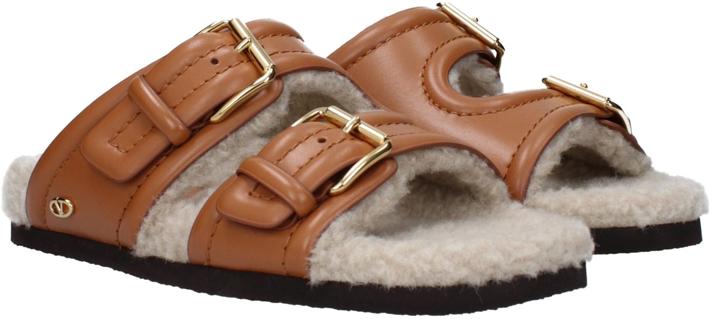 Valentino Garavani Brown Leather Slippers