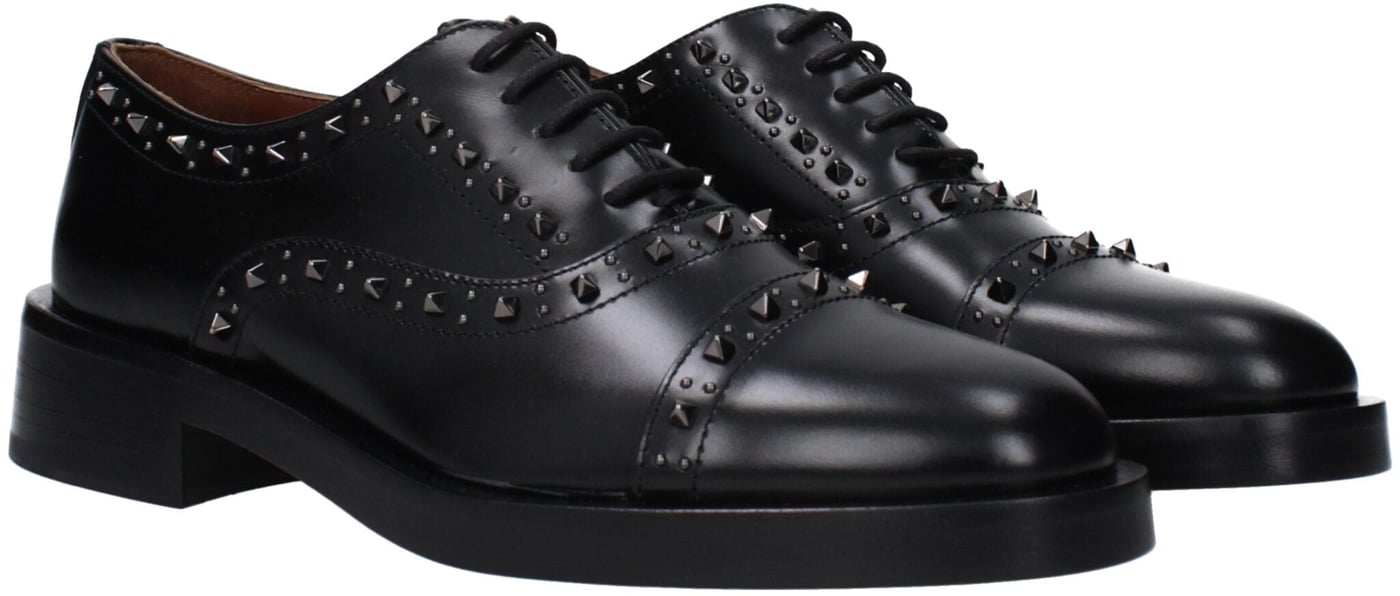 Valentino Garavani Black Leather Oxfords And Derbies