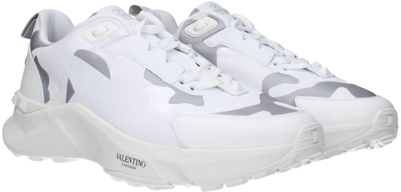 Valentino Garavani White Fabric Athletic Sneakers