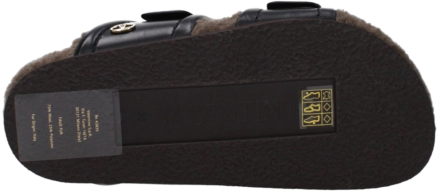 Valentino Garavani Black Leather Slippers