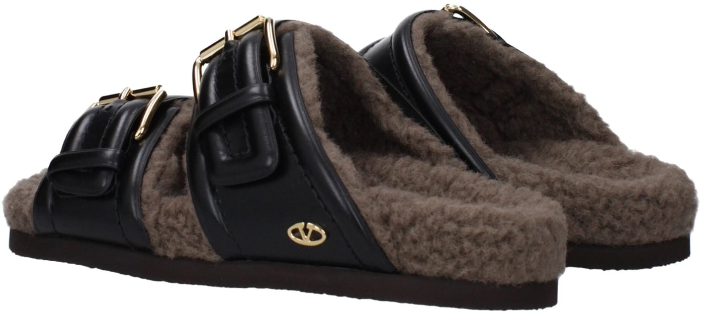 Valentino Garavani Black Leather Slippers