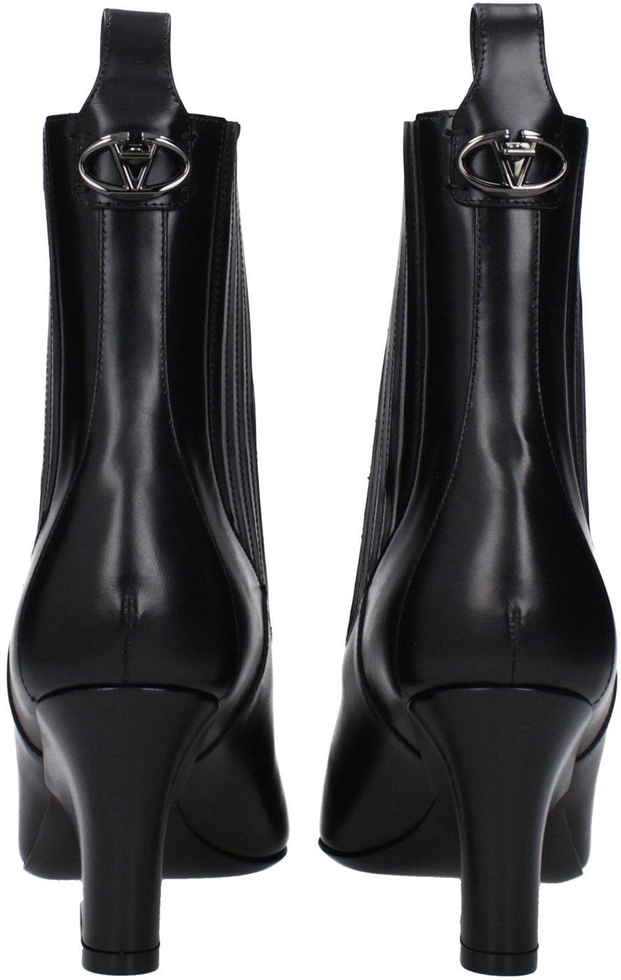 Valentino Garavani Black Leather Ankle Boots