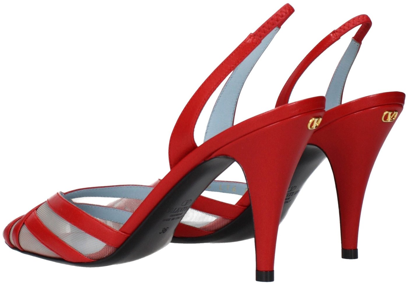 Valentino Garavani Red Leather Stiletto Heel Sandals