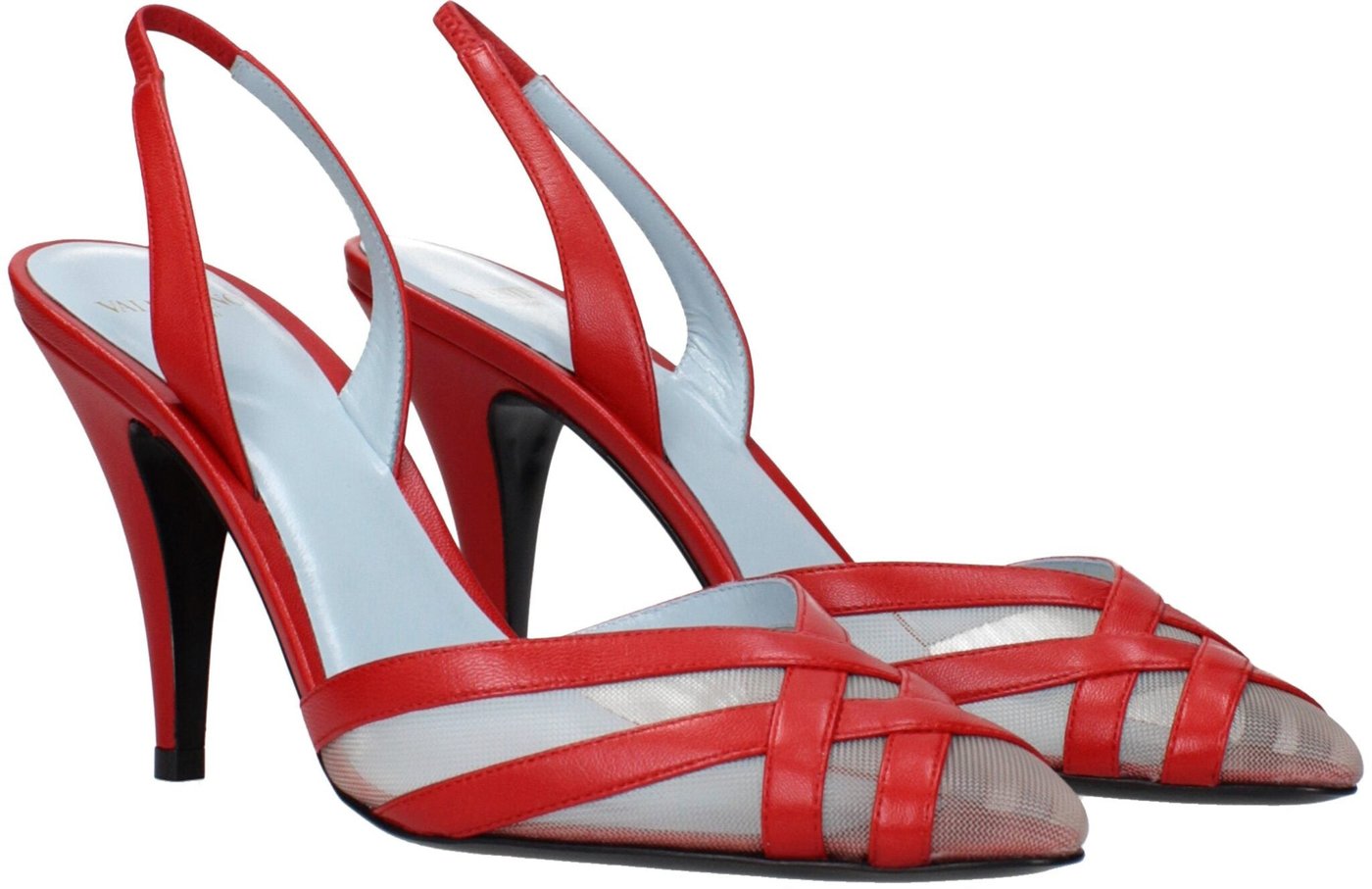 Valentino Garavani Red Leather Stiletto Heel Sandals