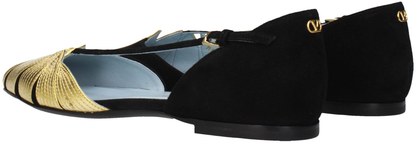 Valentino Garavani Black Leather Flat Sandals