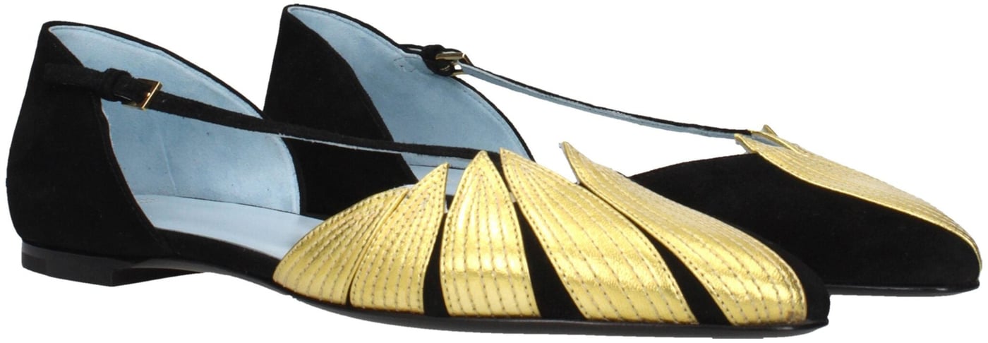 Valentino Garavani Black Leather Flat Sandals