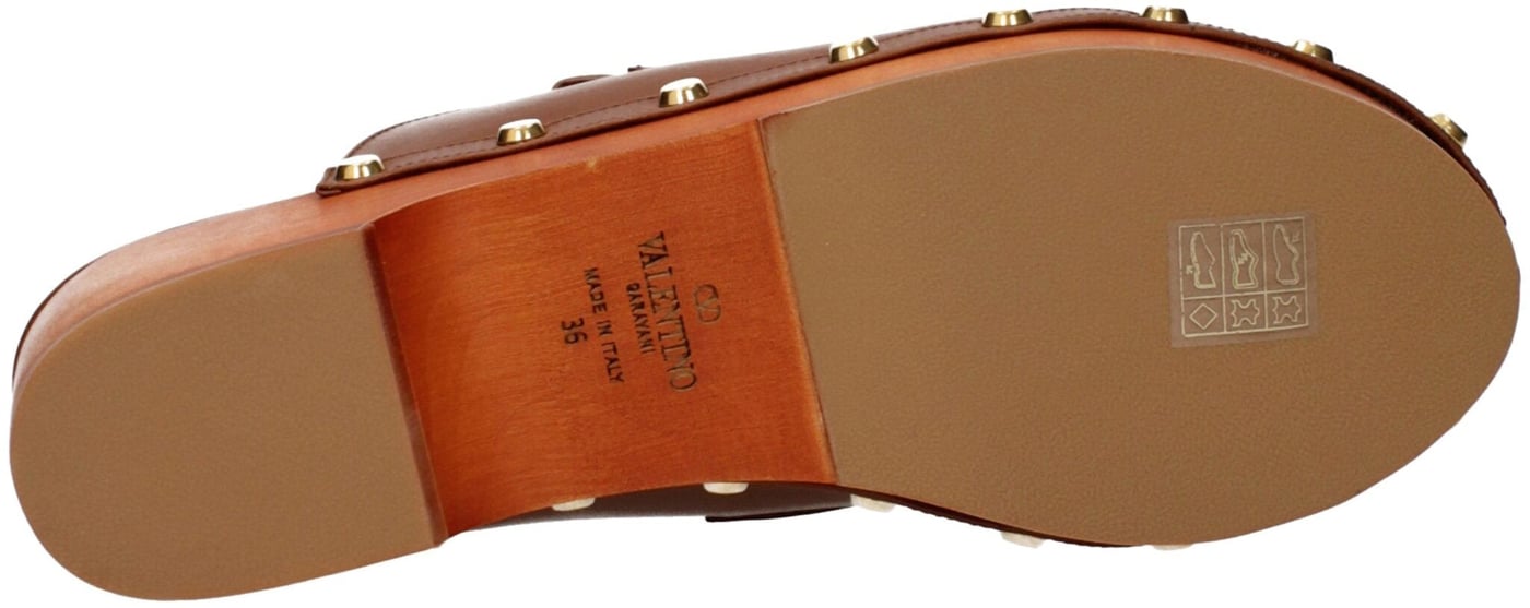 Valentino Garavani Brown Leather Slippers