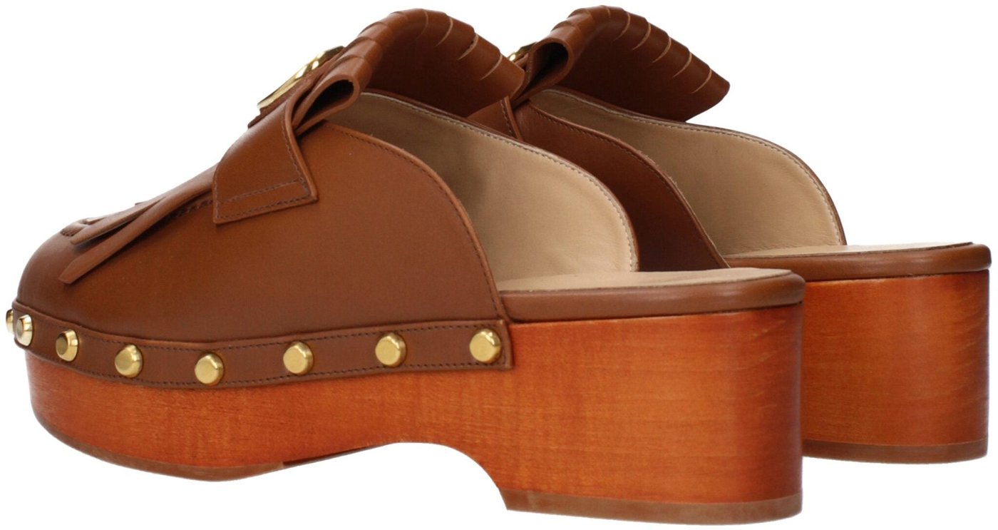Valentino Garavani Brown Leather Slippers