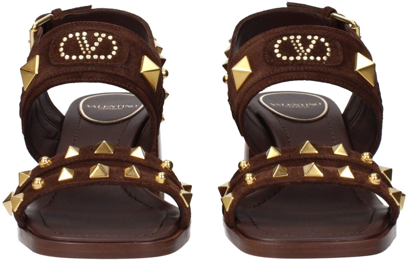 Valentino Garavani Brown Leather Strap-On Sandals