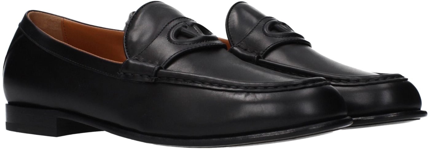 Valentino Garavani Black Leather Slip-On Loafers