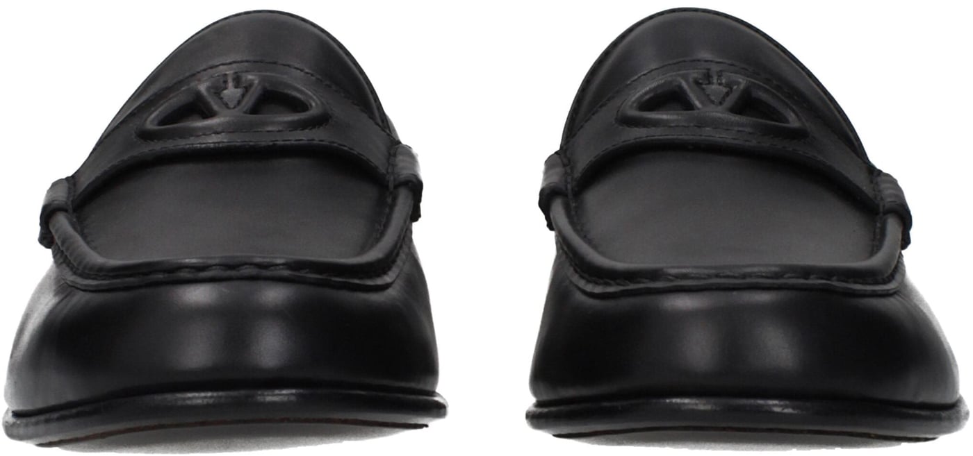 Valentino Garavani Black Leather Slip-On Loafers
