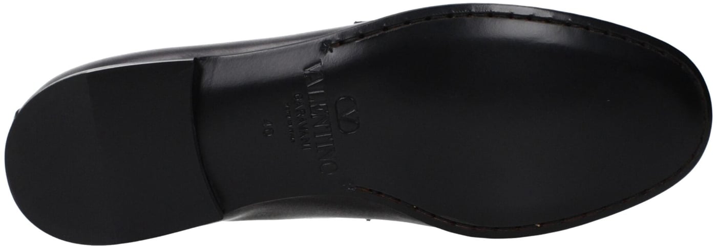 Valentino Garavani Black Leather Slip-On Loafers