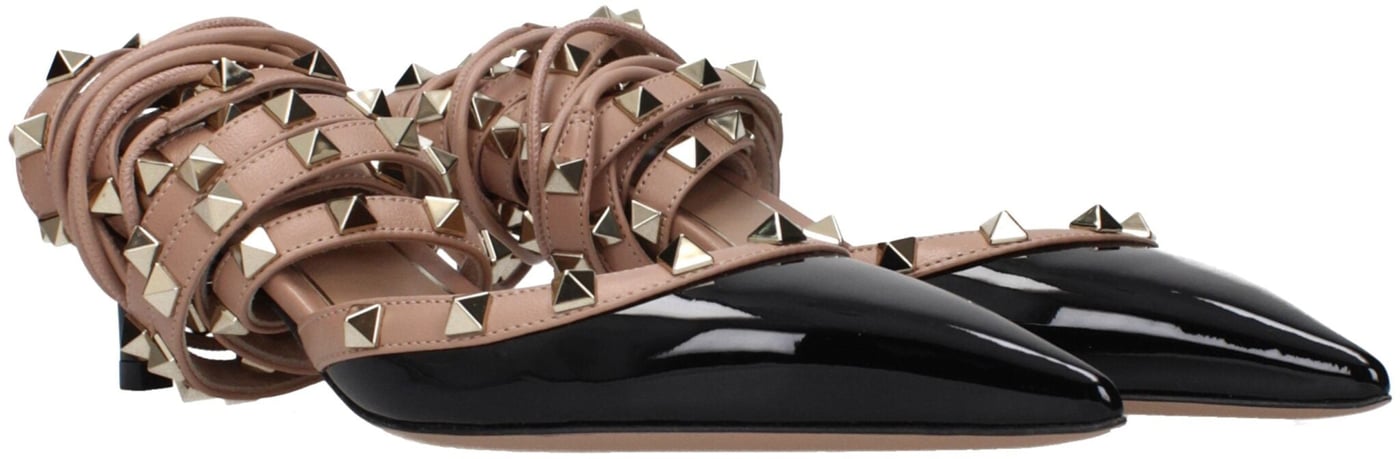 Valentino Garavani Black Leather Strap-On Sandals