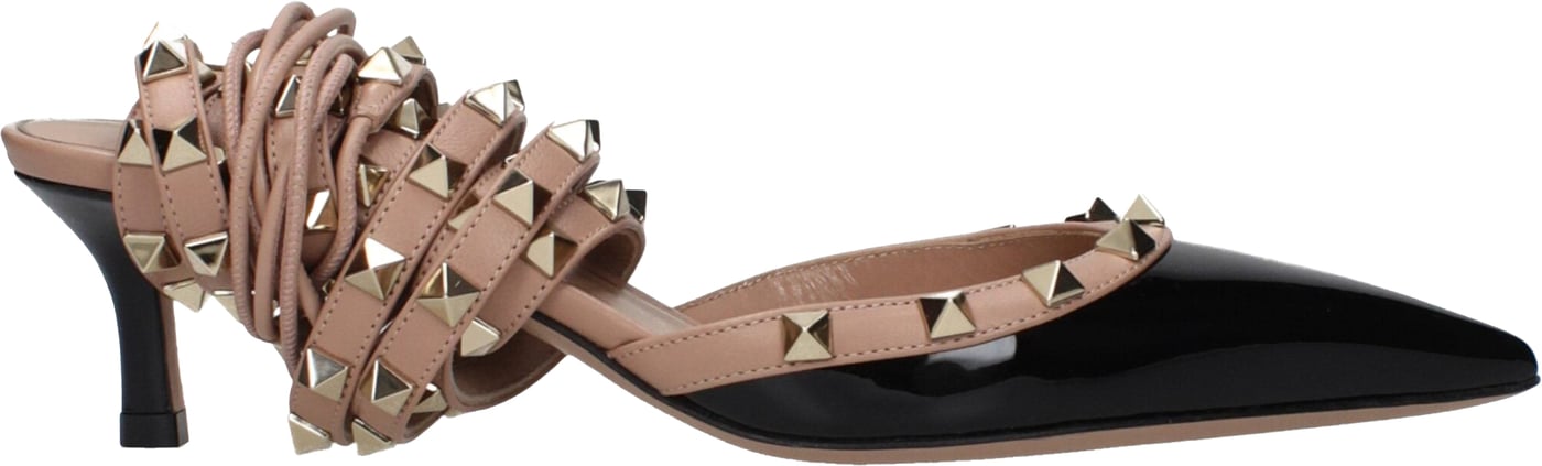 Valentino Garavani Black Leather Strap-On Sandals