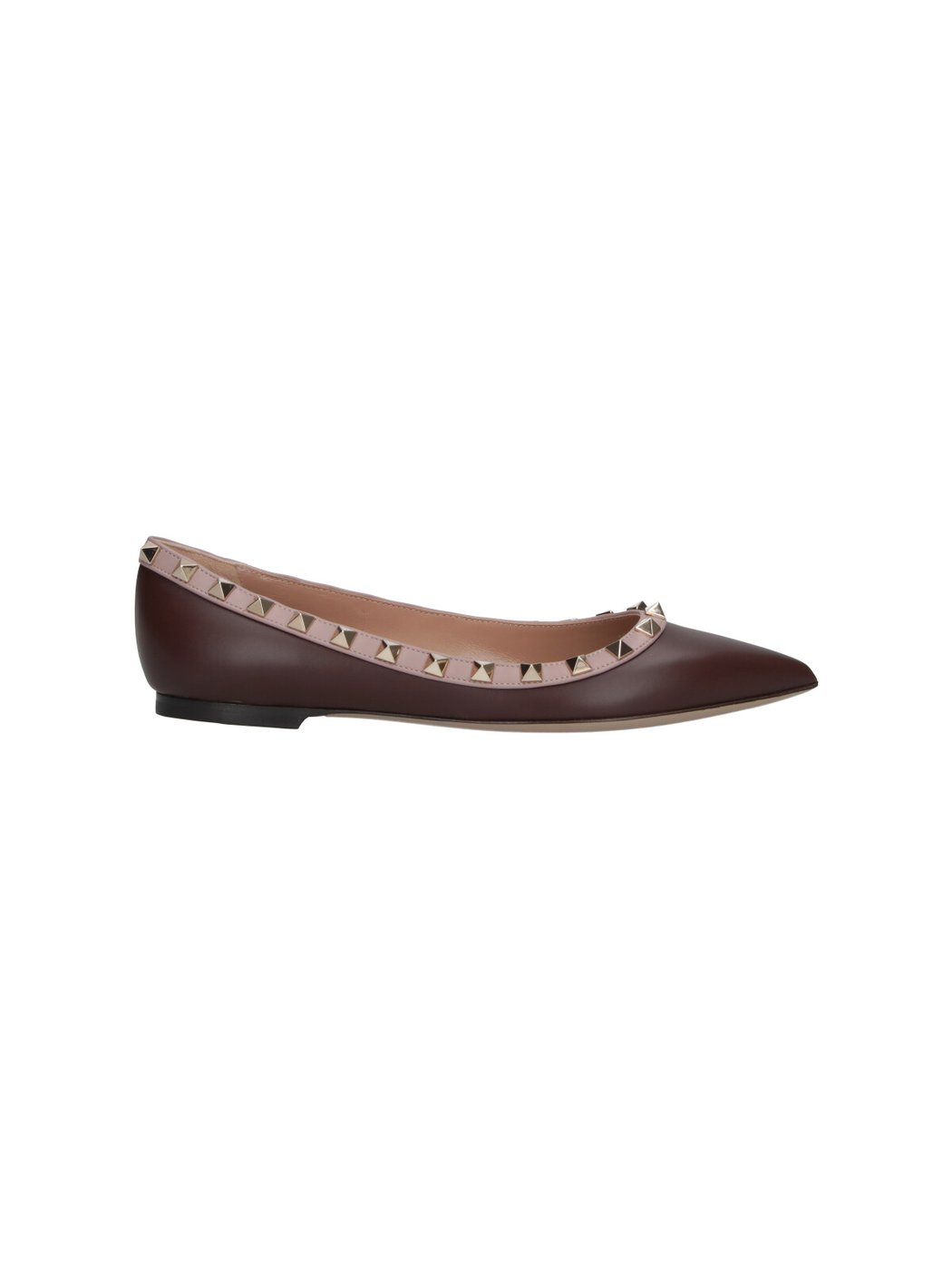 Pointed-Toe Flats with Pyramid Stud Detailing