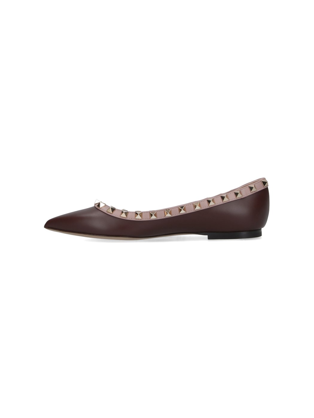 Pointed-Toe Flats with Pyramid Stud Detailing