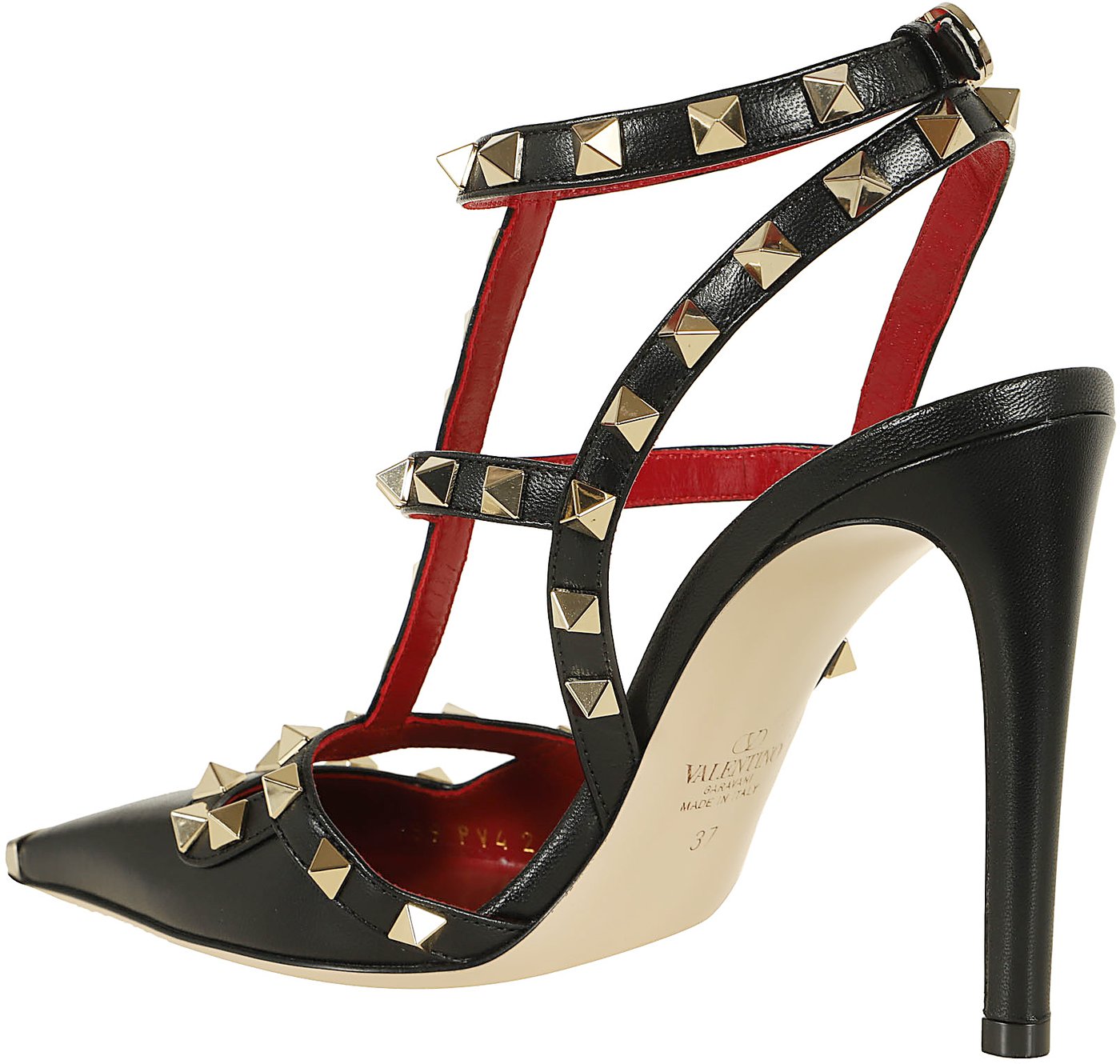 VALENTINO GARAVANI ANKLE STRAP | ROCKSTUD | T. 100 | CAPRETTO/PLATINUM STUD/PLATINUM TIP