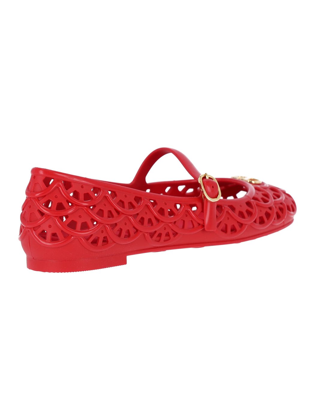 Red Ondette Rubber Scallops Flats