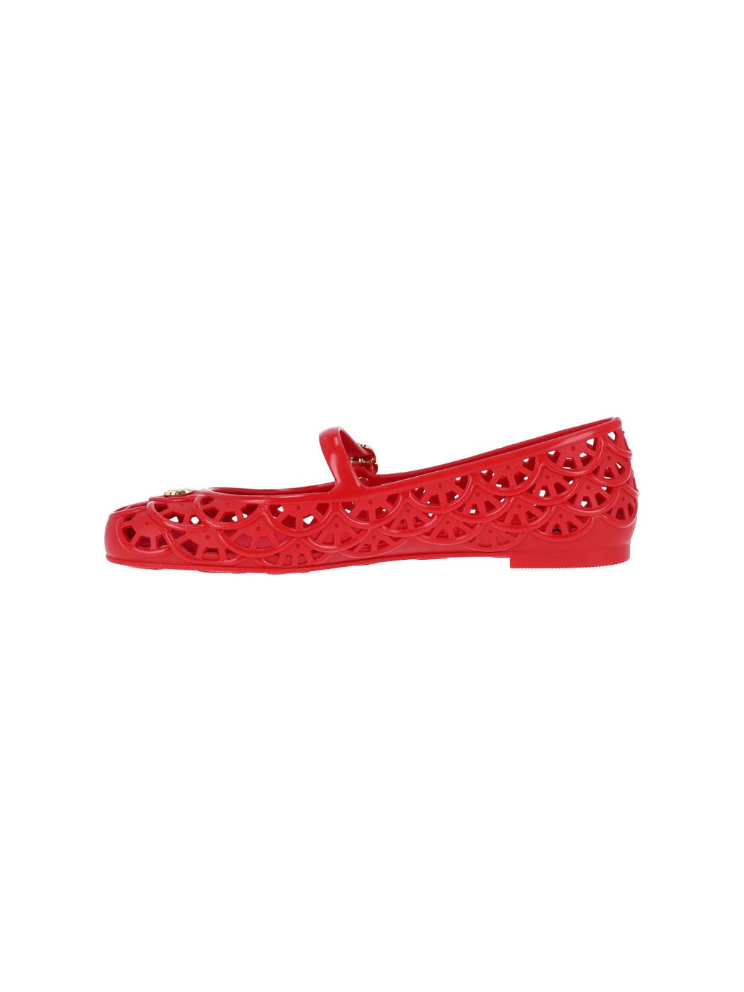 Red Ondette Rubber Scallops Flats