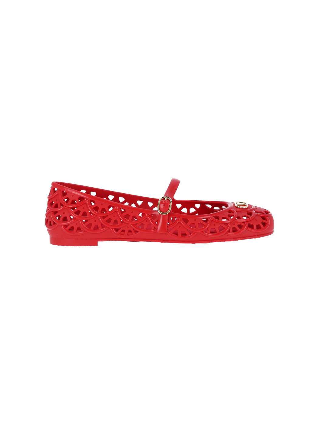 Red Ondette Rubber Scallops Flats