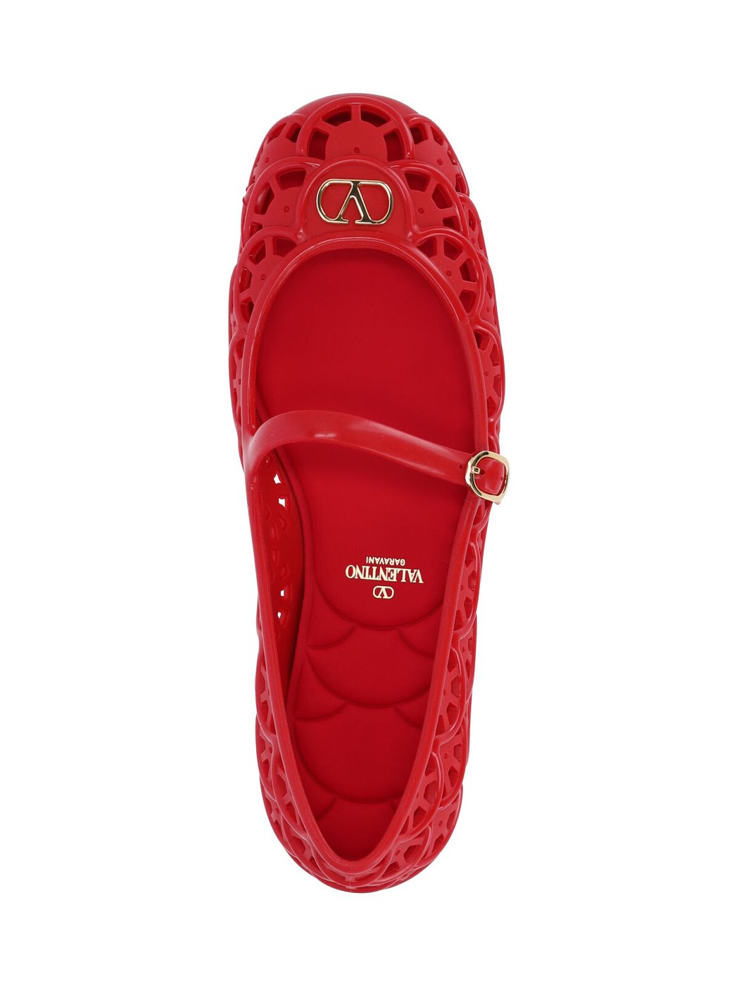 Red Ondette Rubber Scallops Flats
