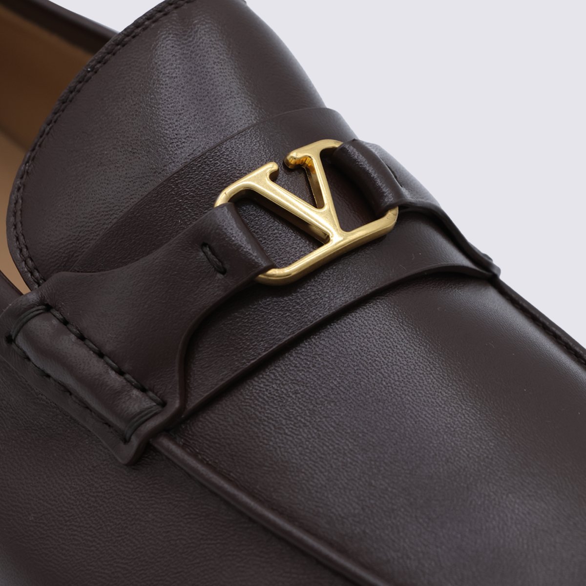 Loafer-style Flat Shoes with Gold-tone Logo Detail