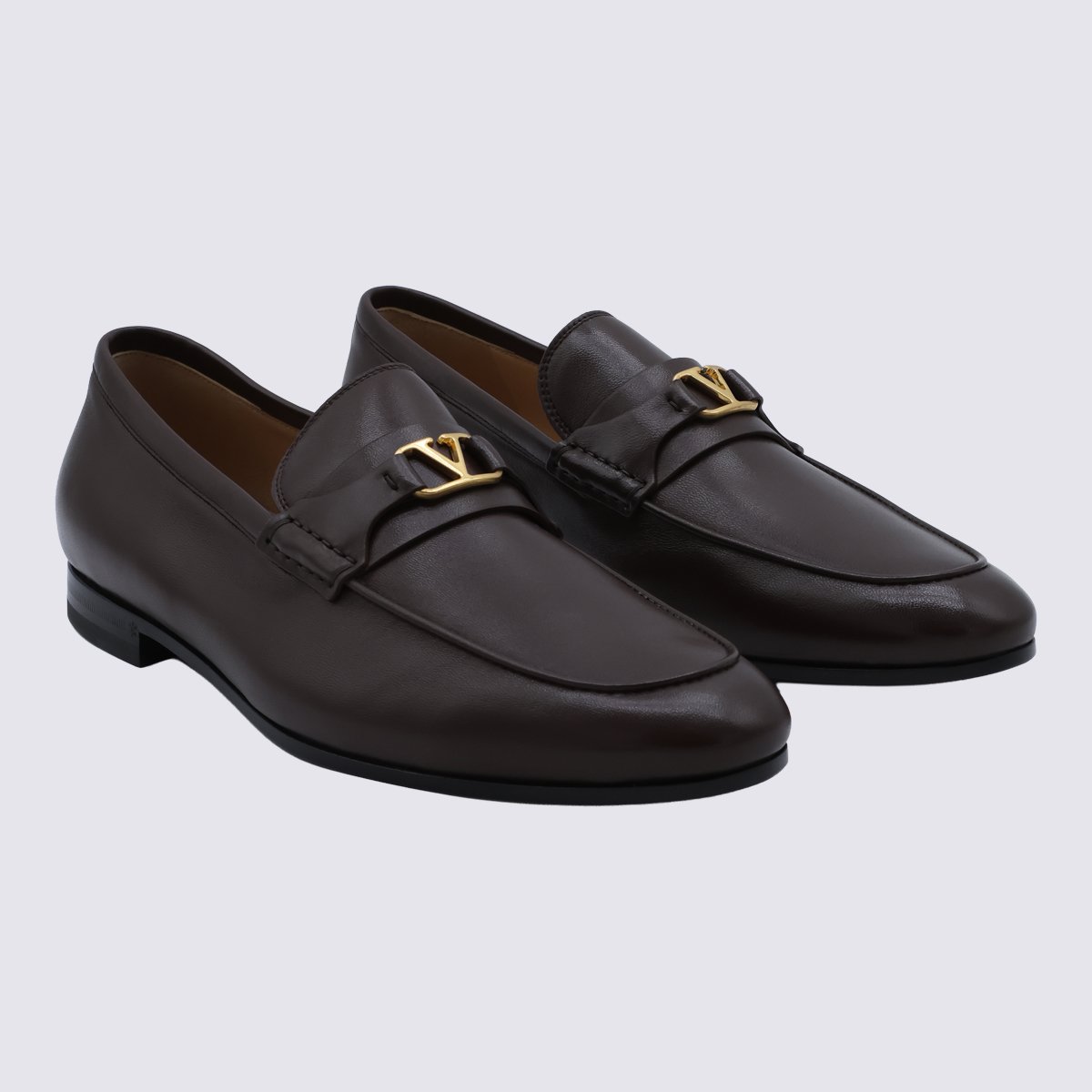 Loafer-style Flat Shoes with Gold-tone Logo Detail