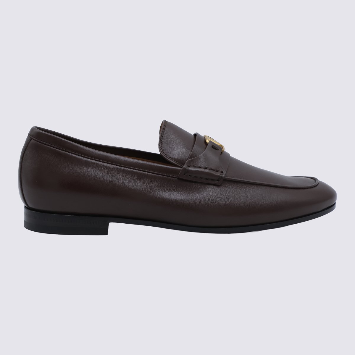 Loafer-style Flat Shoes with Gold-tone Logo Detail