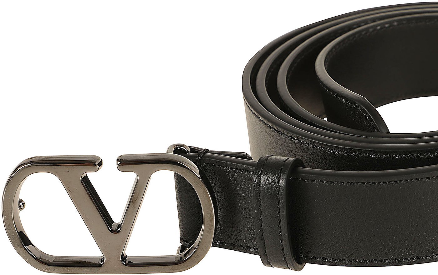 VALENTINO GARAVANI BELT H. 30 | VLOGO SIGNATURE | BOX CALF S./BLACK RUTHENIUM LOGO