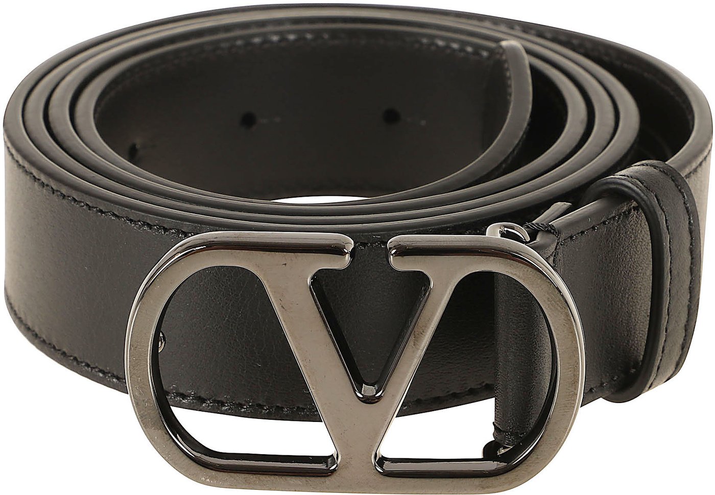VALENTINO GARAVANI BELT H. 30 | VLOGO SIGNATURE | BOX CALF S./BLACK RUTHENIUM LOGO
