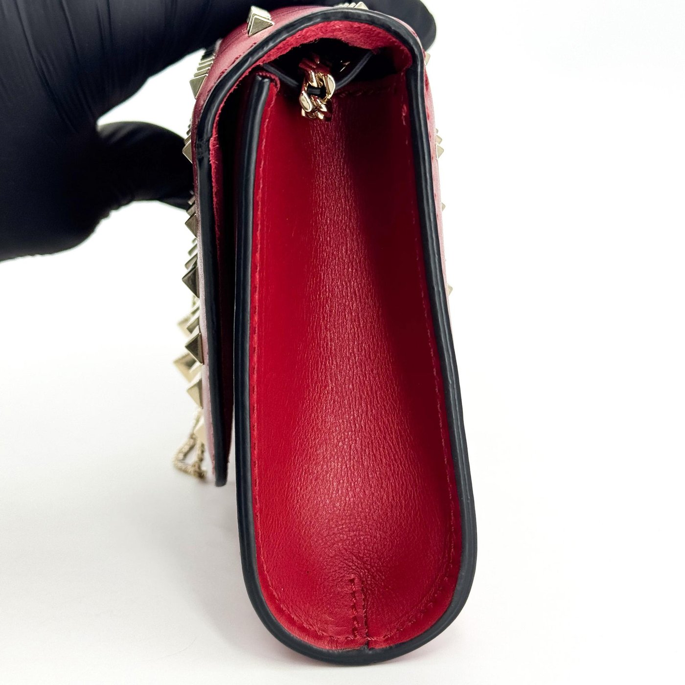 Valentino Garavani Demilune Clutch Studded Leather