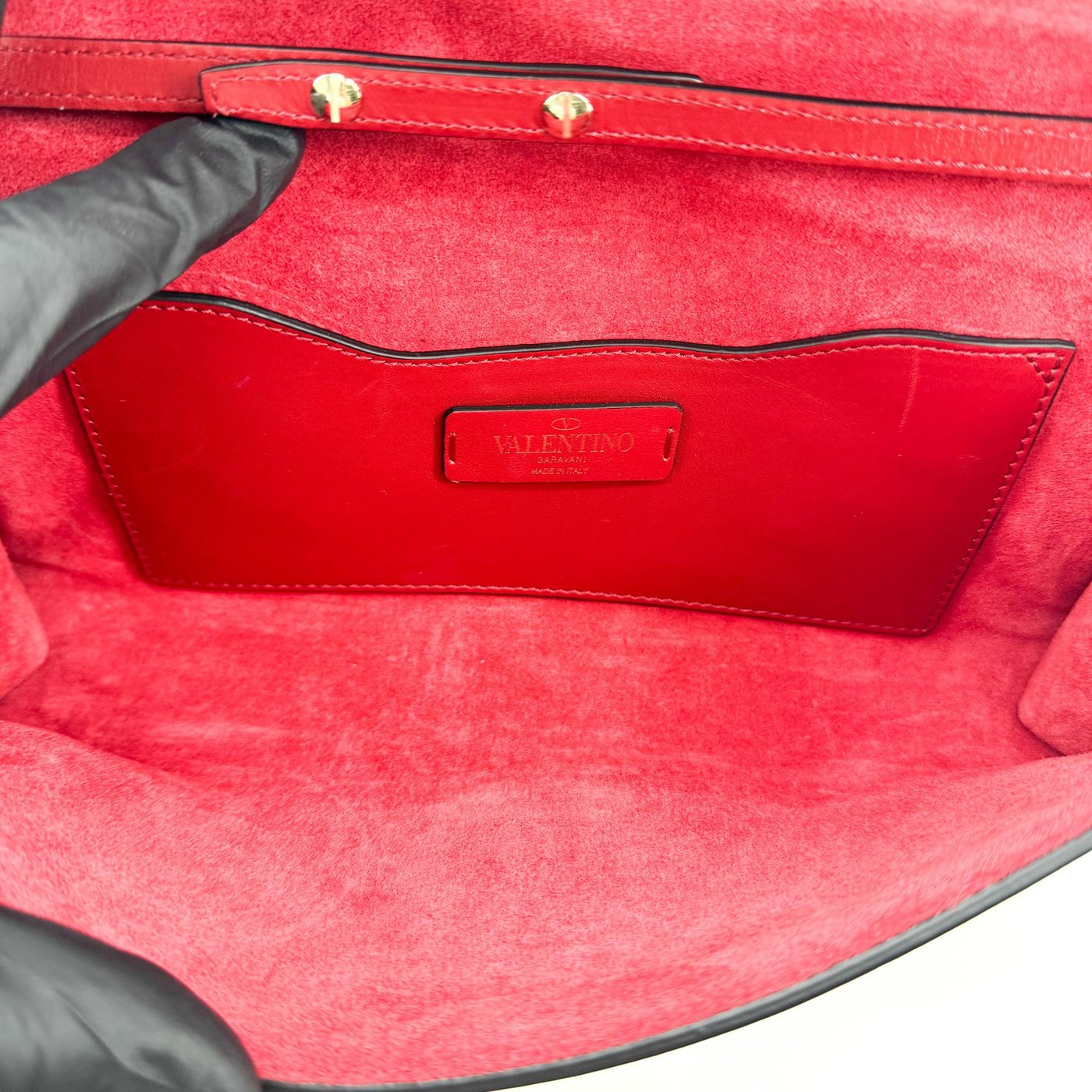 Valentino Garavani Demilune Clutch Studded Leather