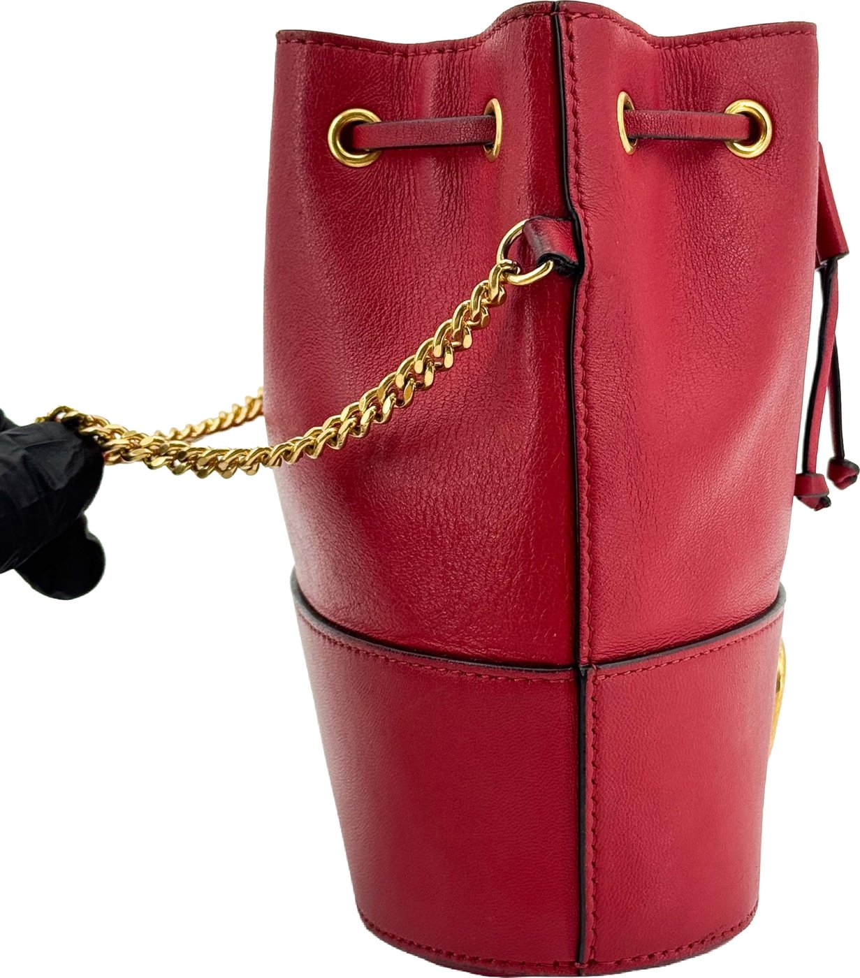 Valentino Garavani VLogo Drawstring Bucket Leather
