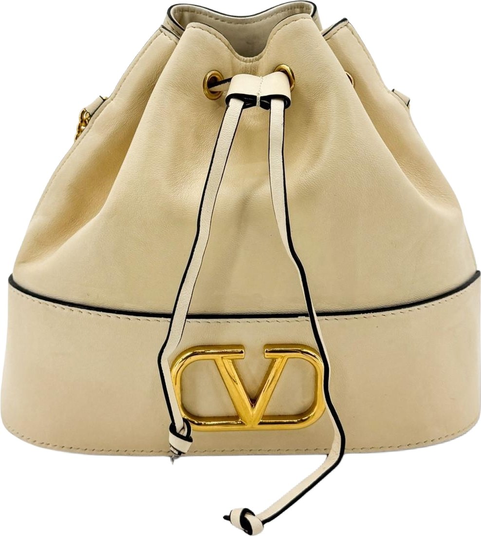 Valentino Garavani VLogo Drawstring Bucket Leather
