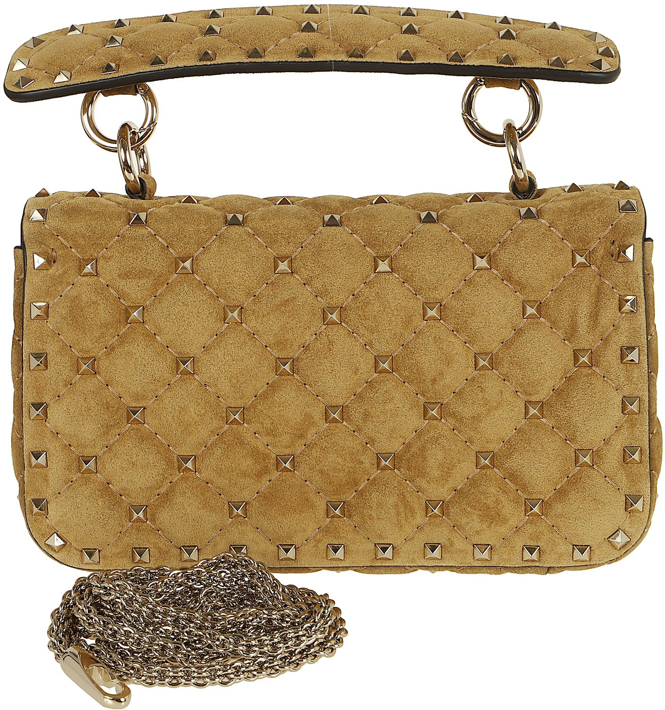 VALENTINO GARAVANI SMALL SHOULDER BAG | ROCKSTUD SPIKE | SUEDE S./PLATINUM STUDS