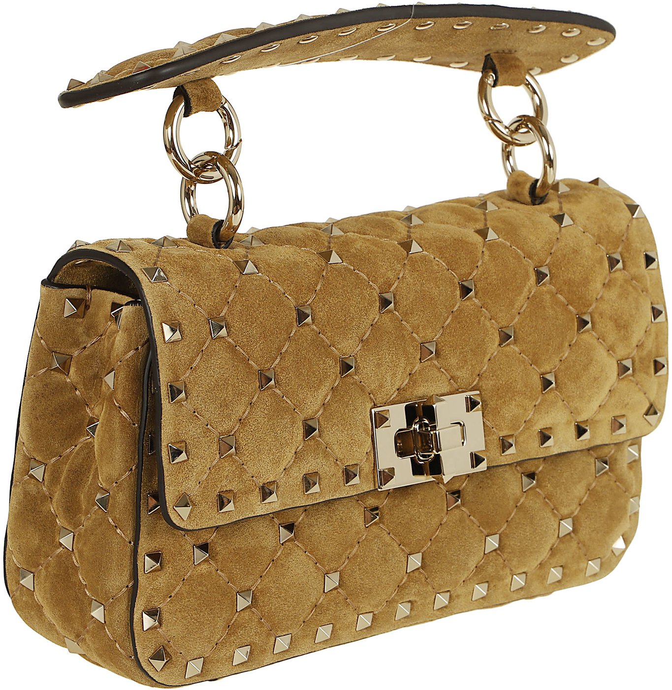 VALENTINO GARAVANI SMALL SHOULDER BAG | ROCKSTUD SPIKE | SUEDE S./PLATINUM STUDS
